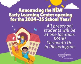 Early Learning Center Will Open for 2024-25 SY Graphic